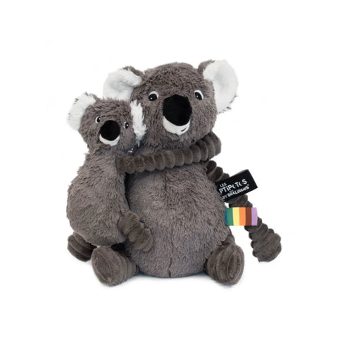 Les Ptipotos Trankilou the Koala, Mum & Baby - Grey