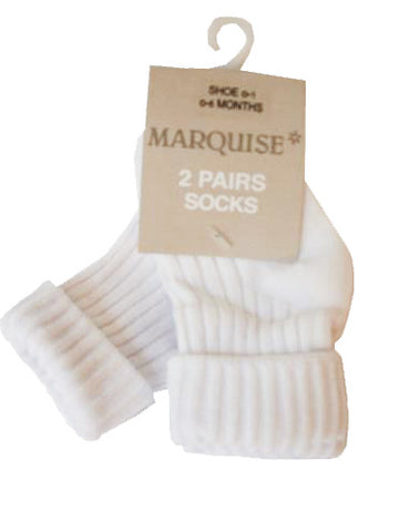 Marquise White Plain 2 Pack socks