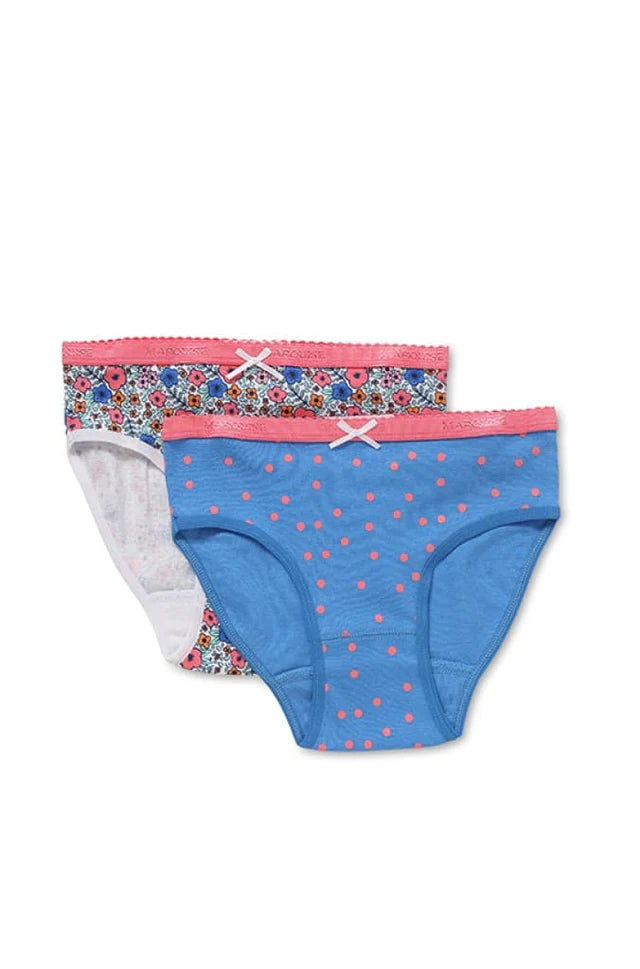 Marquise Girls Pink Spot Floral Girls Underwear 2 Pack