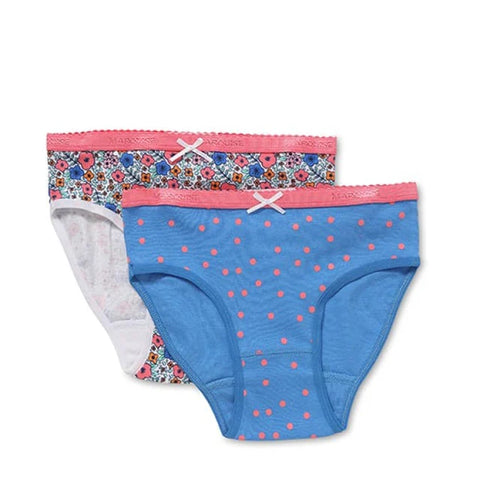 Marquise Girls Pink Spot Floral Girls Underwear 2 Pack