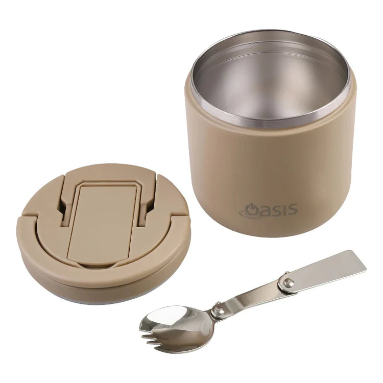 Oasis Insulated Food Flask With Quick Release Lid 550ml - Latte