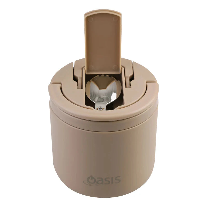 Oasis Insulated Food Flask With Quick Release Lid 550ml - Latte