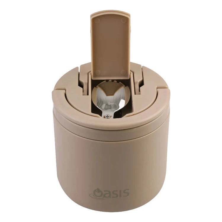 Oasis Insulated Food Flask With Quick Release Lid 550ml - Latte