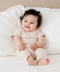 Lummi in Colour ORGANIC COTTON SHORT SLEEVE BODYSUIT - OAT STRIPES