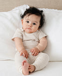 Lummi in Colour ORGANIC COTTON SHORT SLEEVE BODYSUIT - OAT STRIPES
