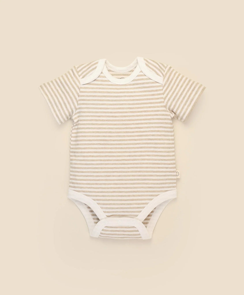 Lummi in Colour ORGANIC COTTON SHORT SLEEVE BODYSUIT - OAT STRIPES