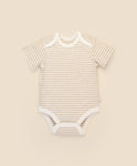 Lummi in Colour ORGANIC COTTON SHORT SLEEVE BODYSUIT - OAT STRIPES