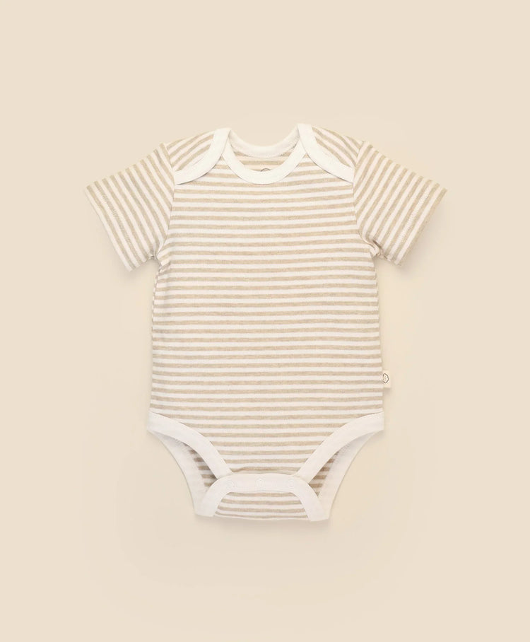 Lummi in Colour ORGANIC COTTON SHORT SLEEVE BODYSUIT - OAT STRIPES