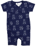 KORANGO ORGANIC COTTON SHORT SLEEVE ROMPER NAVY PRINT