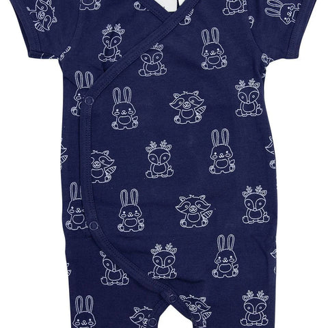 KORANGO ORGANIC COTTON SHORT SLEEVE ROMPER NAVY PRINT