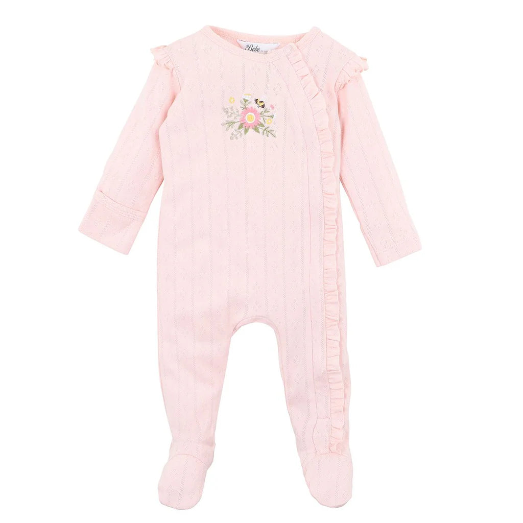 BEBE GRACE POINTELLE L/S ZIP BODYSUIT