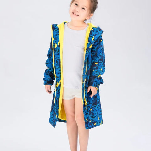 Seasnail Swim Parka For Kids- Peacock Blue