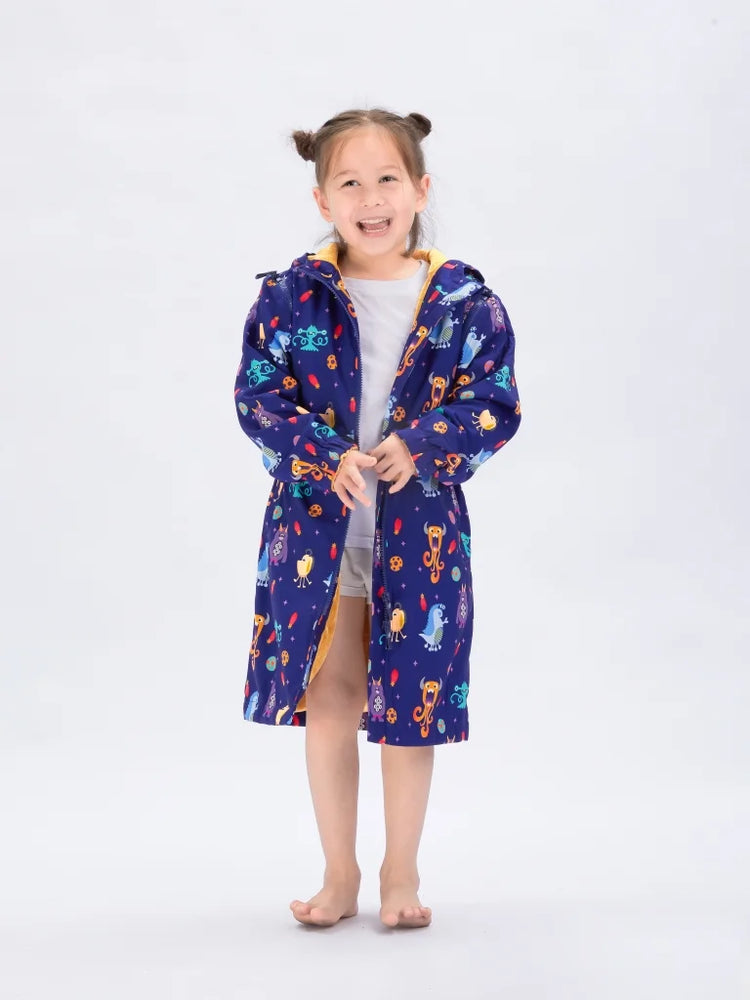 Seasnail Swim Parka For Kids- Indigo Monster
