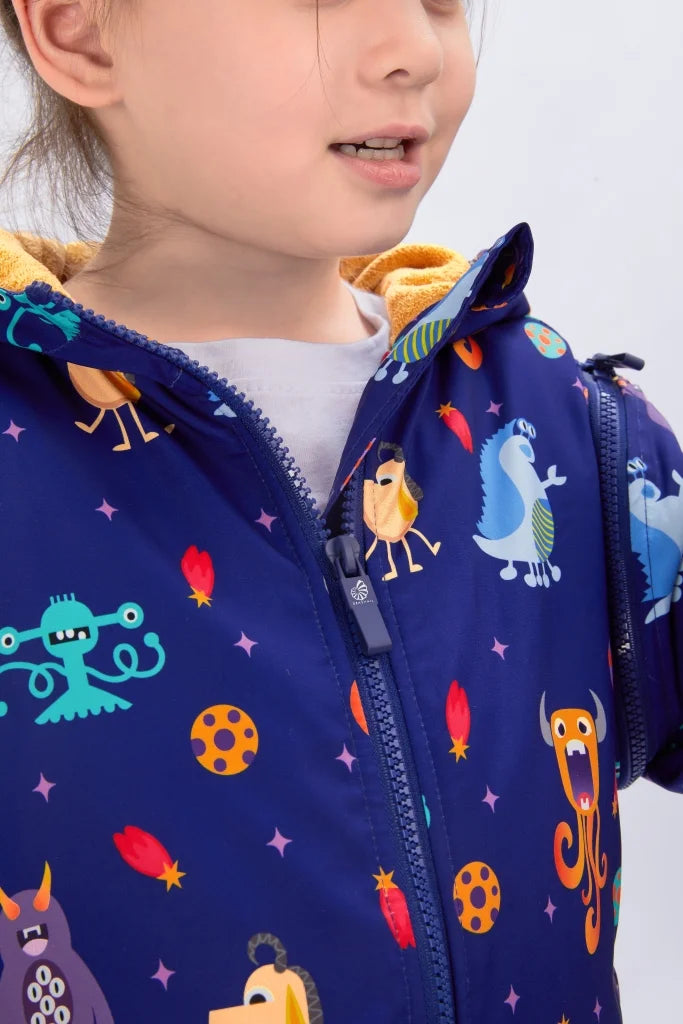 Seasnail Swim Parka For Kids- Indigo Monster