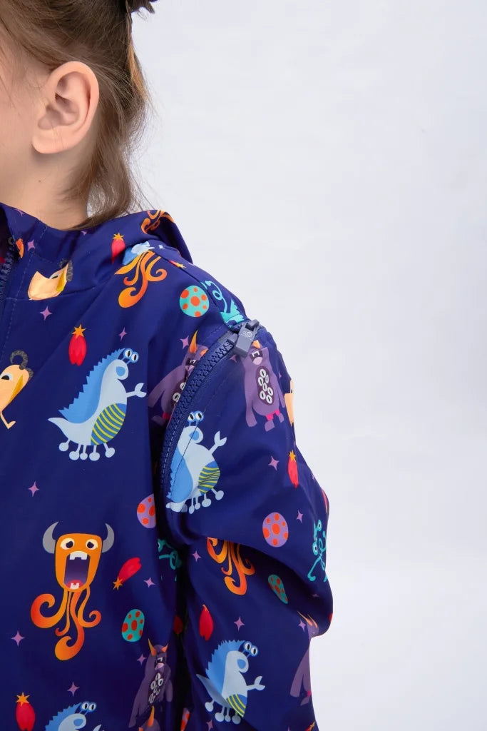 Seasnail Swim Parka For Kids- Indigo Monster