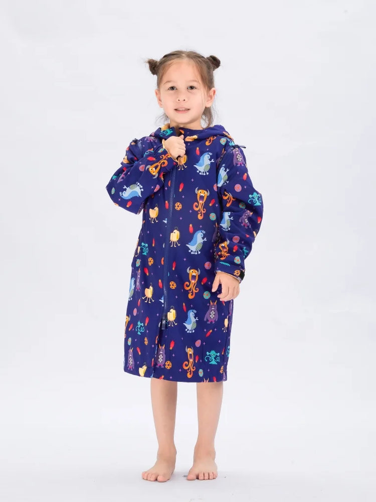 Seasnail Swim Parka For Kids- Indigo Monster