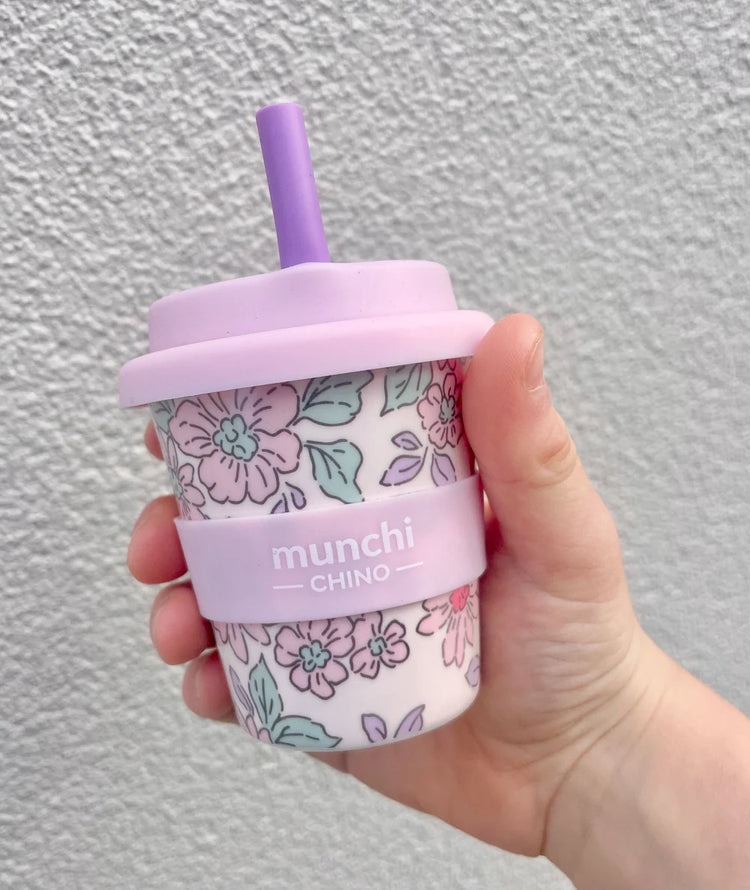 Munchi Chino Lily Babychino Cup - Straw Included (Pink/Purple)