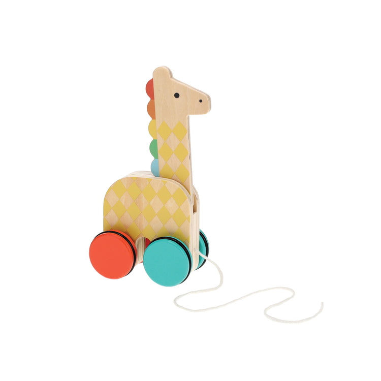 Petit Collage Giraffe On-the-Go Wooden Pull Toy Multi-Coloured