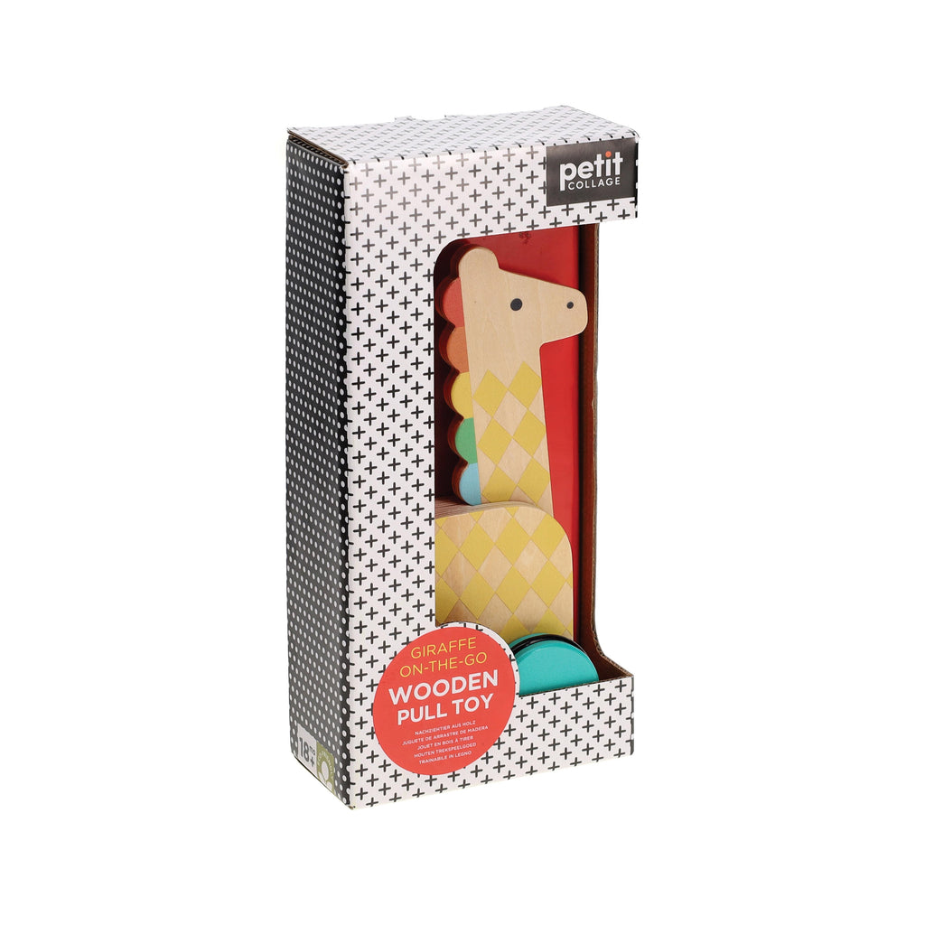 Petit Collage Giraffe On-the-Go Wooden Pull Toy Multi-Coloured