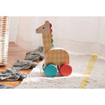 Petit Collage Giraffe On-the-Go Wooden Pull Toy Multi-Coloured