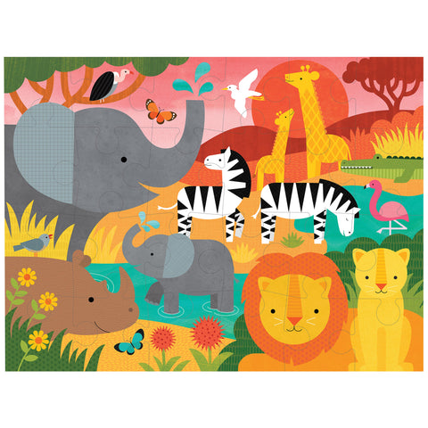 Petit Collage Floor Puzzle - Safari Multi-Coloured 27x7x23cm