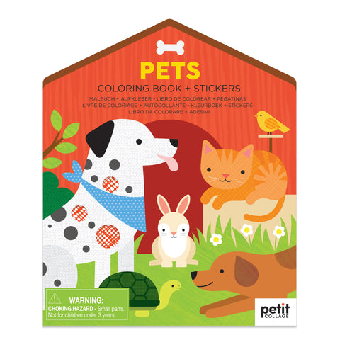 PETIT COLLAGE Colouring Book with Sticker - Pets Multi-Coloured