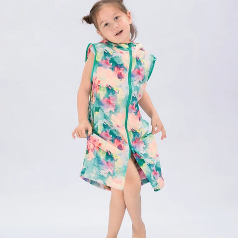 Seasnail Swim Parka For Kids- Watercolor