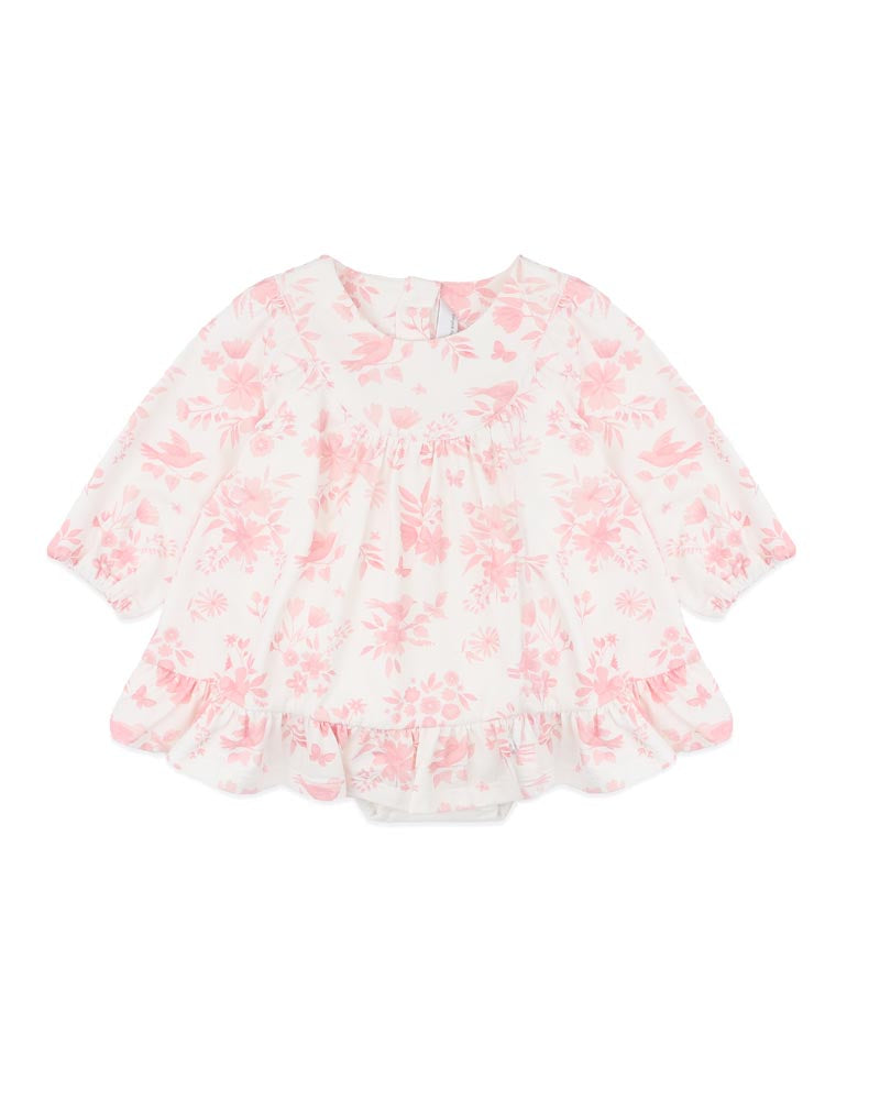 BEBE FERN BIRDS ORGANIC OVERLAY DRESS