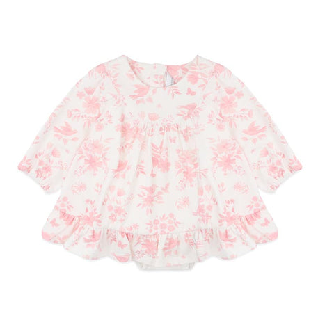BEBE FERN BIRDS ORGANIC OVERLAY DRESS