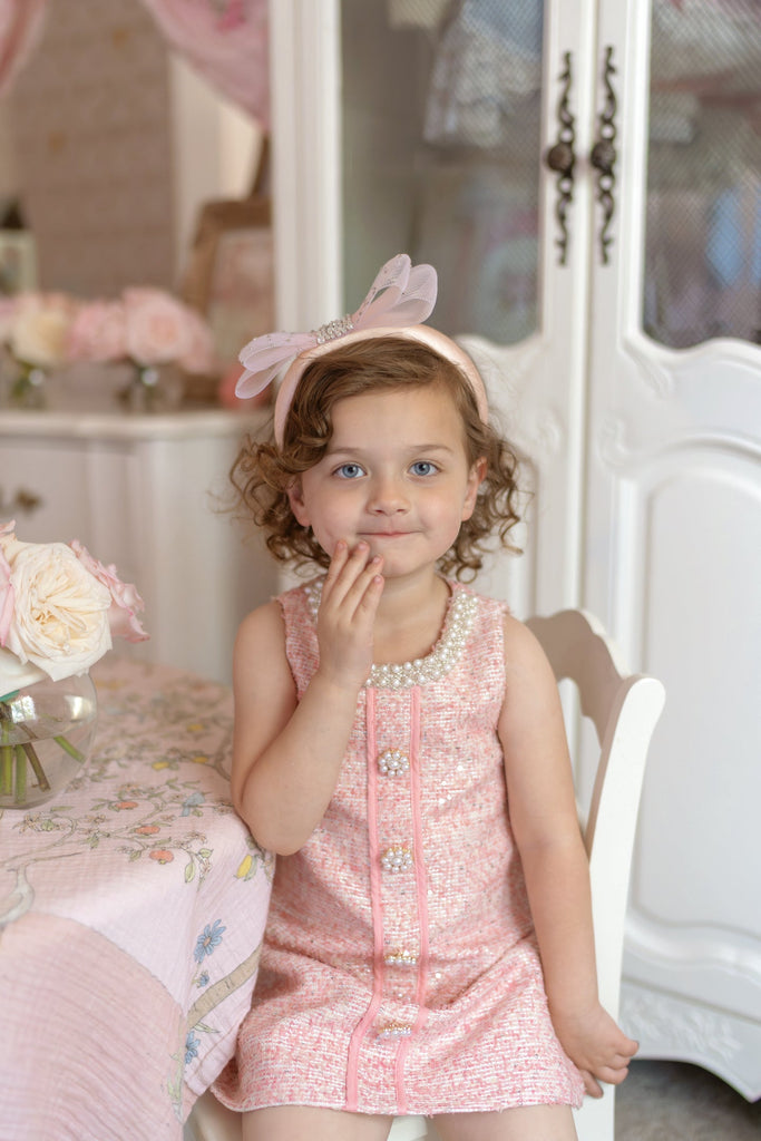 Ellie Ellie Charlotte Pink Boucle Tweed Dress