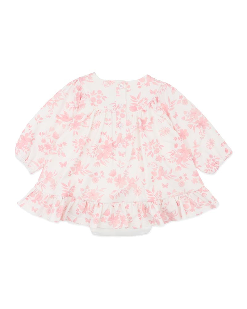 BEBE FERN BIRDS ORGANIC OVERLAY DRESS