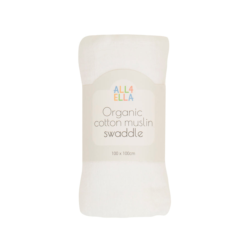 ALL4ELLA Organic Cotton Muslin Swaddle - White