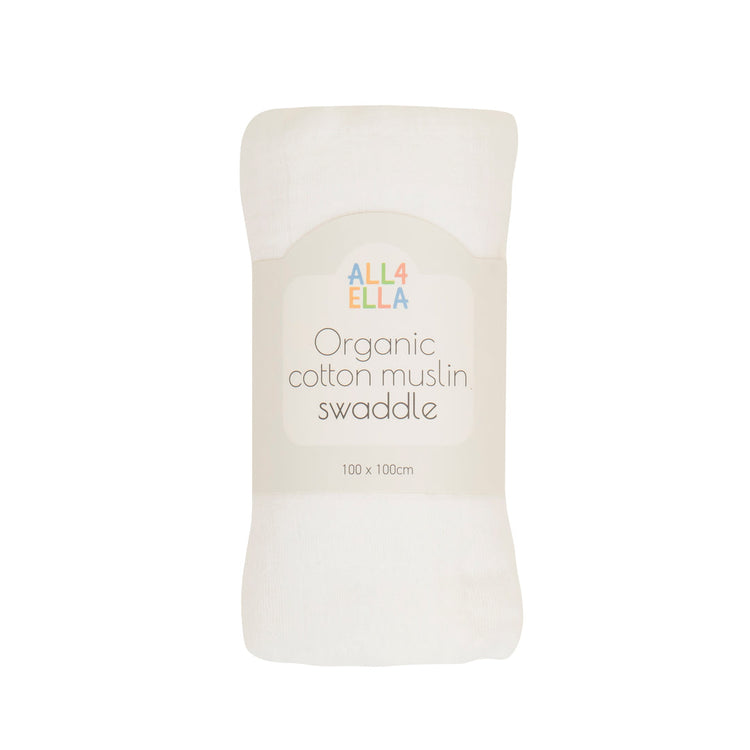 ALL4ELLA Organic Cotton Muslin Swaddle - White