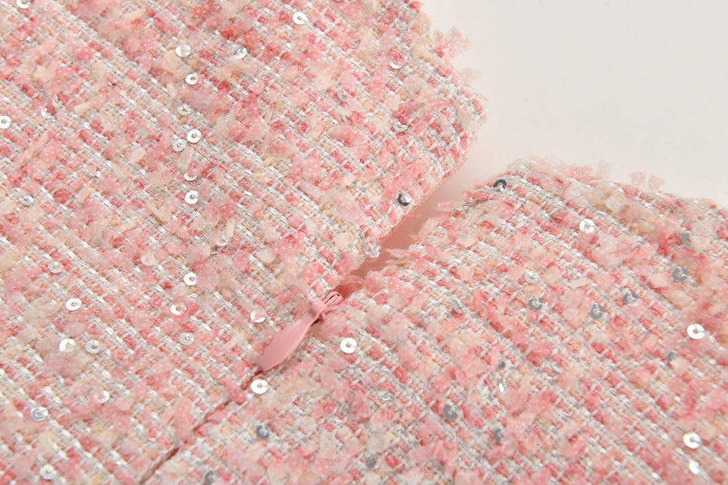 Ellie Ellie Charlotte Pink Boucle Tweed Dress