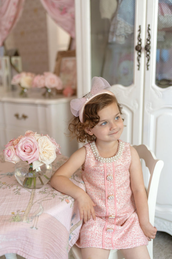 Ellie Ellie Charlotte Pink Boucle Tweed Dress