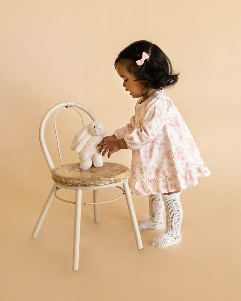 BEBE FERN BIRDS ORGANIC OVERLAY DRESS