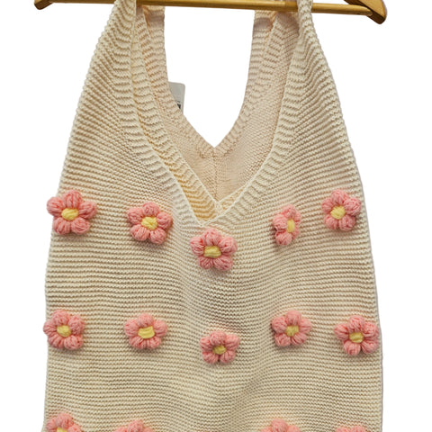 ST Delicate Pink Flower knitted bag