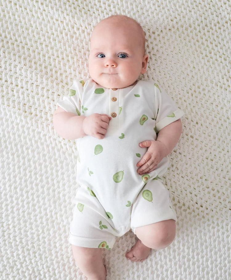 Lummi in Colour Organic Cotton Romper - Avocados
