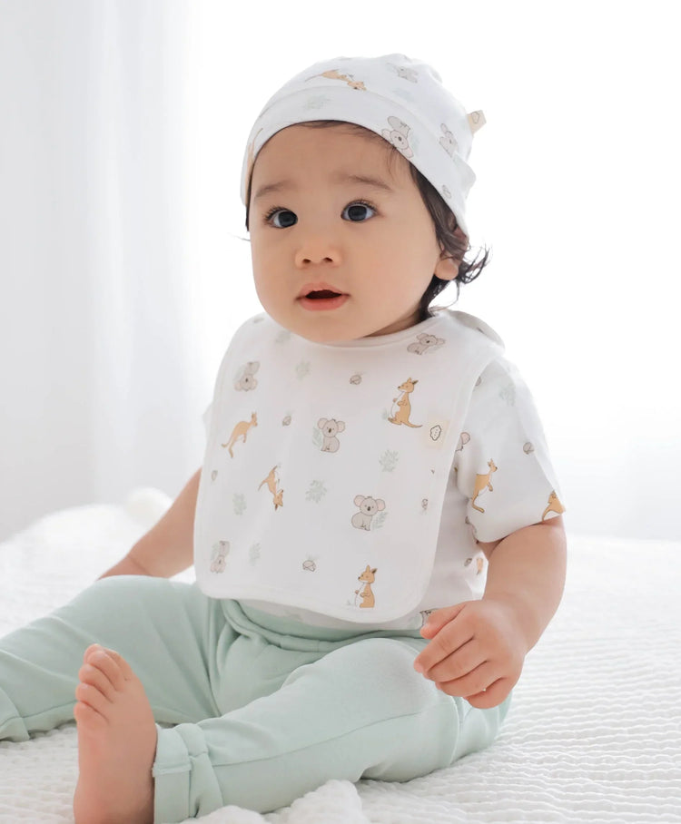 Lummi in Colour ORGANIC COTTON BABY BIB - KANGAROO & KOALA