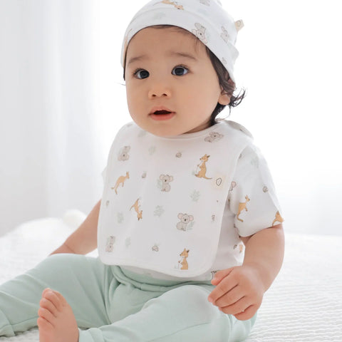 Lummi in Colour ORGANIC COTTON BABY BIB - KANGAROO & KOALA