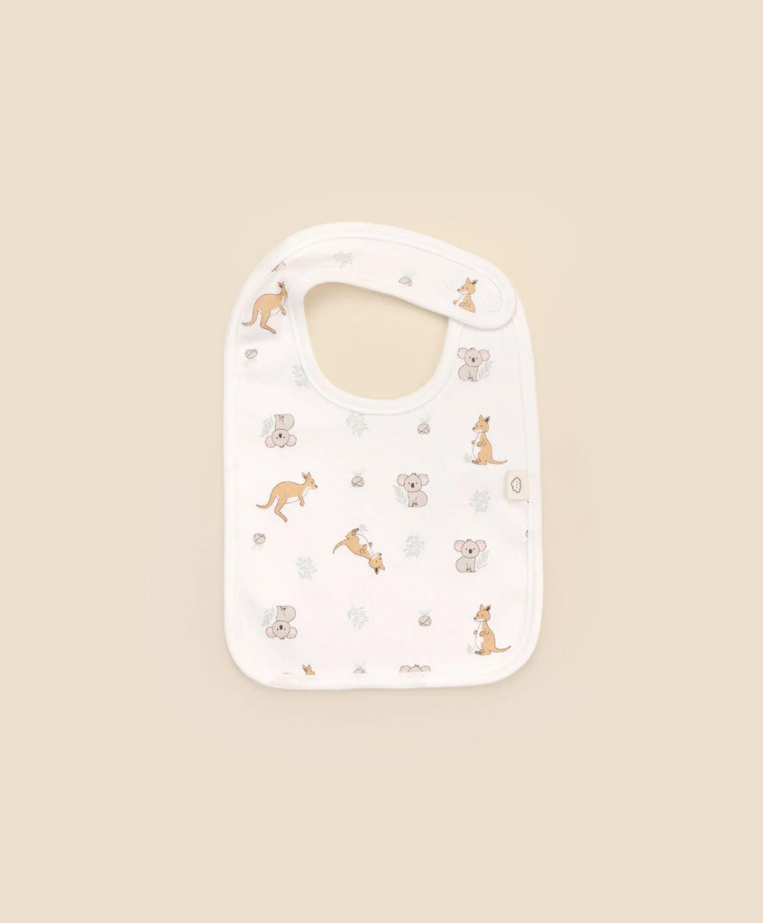 Lummi in Colour ORGANIC COTTON BABY BIB - KANGAROO & KOALA