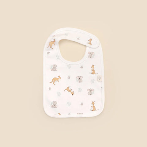 Lummi in Colour ORGANIC COTTON BABY BIB - KANGAROO & KOALA