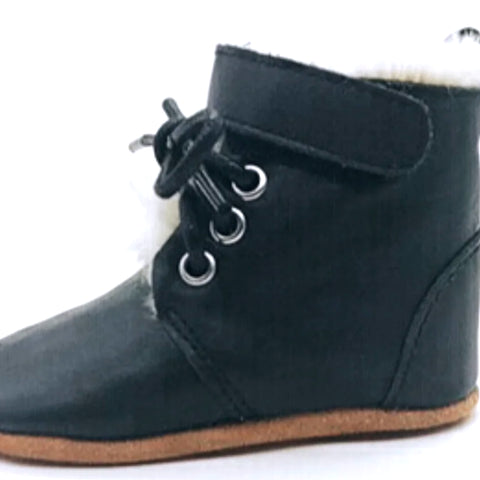 Bella & Ollie Leather Snuggle Boots - Black