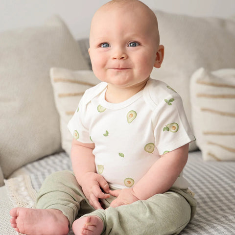 Lummi in Colour ORGANIC COTTON BABY SHORT SLEEVE BODYSUIT - Avocados