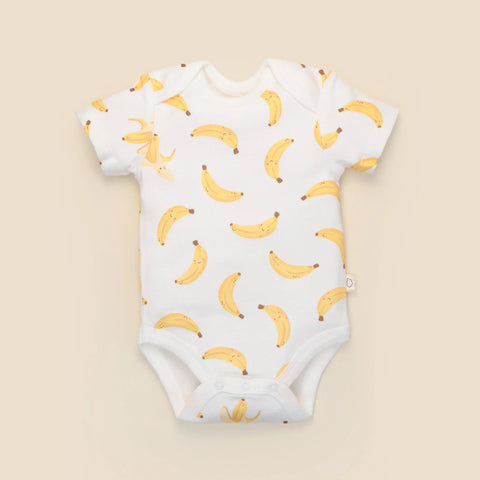 Lummi in Colour Organic Cotton Baby Short Sleeve Bodysuit - Bananas