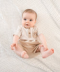 Lummi in Colour Organic Cotton Short Sleeve Bodysuit - Bear & Oat Stripes
