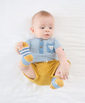 Lummi in Colour Organic Cotton Short Sleeve Bodysuit - Koala & Blue Stripes