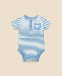 Lummi in Colour Organic Cotton Short Sleeve Bodysuit - Koala & Blue Stripes