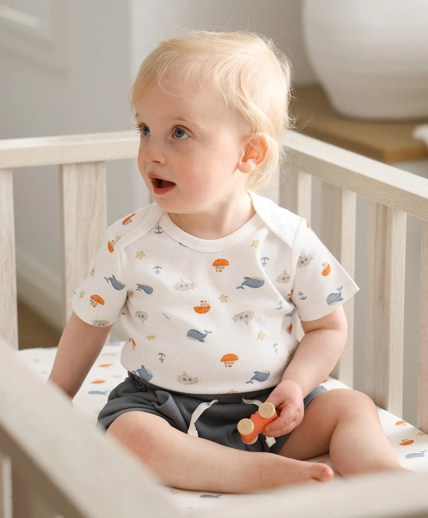 Lummi in Colour ORGANIC COTTON BABY SHORT SLEEVE BODYSUIT - SEA