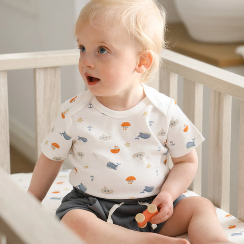 Lummi in Colour ORGANIC COTTON BABY SHORT SLEEVE BODYSUIT - SEA